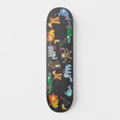 Skateboard Animaux Cartoon mignons Famille Avec Coeurs Amoure (Recto)