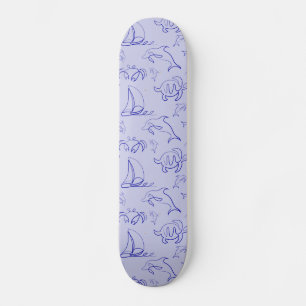 Skateboard Animaux marins et voilier motif de dessin en une l