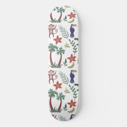 Skateboard Animaux tropicaux sans soudure motif macaw et sing (Recto)