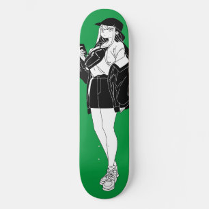 Skateboard Anime Girl Out Sur La Planche De Patinage De Ville