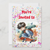 Skateboard Anniversaire Fête Invitation (Devant)