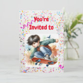 Skateboard Anniversaire Fête Invitation (Debout devant)