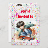 Skateboard Anniversaire Fête Invitation (Devant / Derrière)