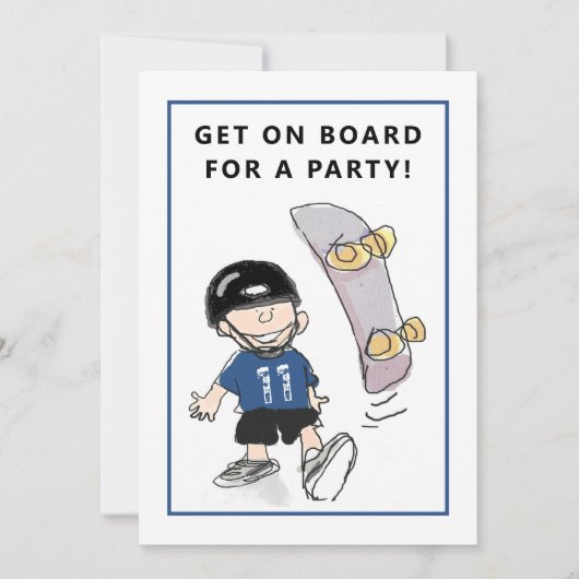 Skateboard Anniversaire Fête Invitations (Devant)