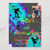 Skateboard Anniversaire Photo Invitation N'importe (Devant / Derrière)