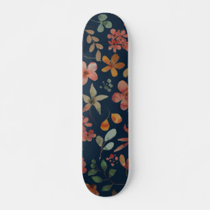 Skateboard Antique aquarelle Imprimer floral sur marine