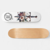 Skateboard *~* AP88 Feu d'épée médiévale Flore florale (Horz)