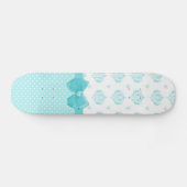 Skateboard Aqua Bleu Damas Avec Ruban Turquoise (Horz)
