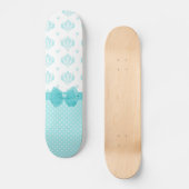 Skateboard Aqua Bleu Damas Avec Ruban Turquoise (Recto)