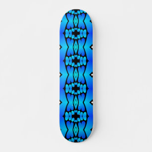 Skateboard Aqua bleu électrique noir géométrique