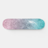 Skateboard Aqua blue Pink ombre mer galaxie abstraite (Horz)