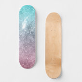 Skateboard Aqua blue Pink ombre mer galaxie abstraite (Recto)