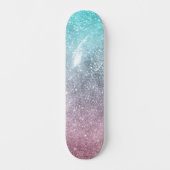 Skateboard Aqua blue Pink ombre mer galaxie abstraite (Recto)