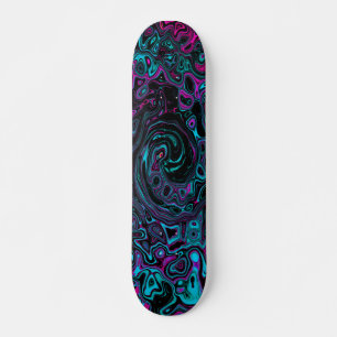 Skateboard Aqua Magenta et Abstrait noir
