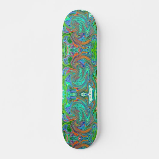 Skateboard Aqua, Orange et Vert Super Art rétro Abstrait (Devant)