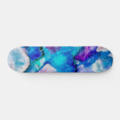 Skateboard Aquarelle Abstraite rose bleue (Horz)