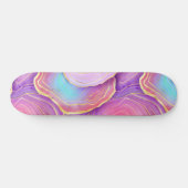 Skateboard Aquarelle Abstraite rose turquoise lavande agate (Horz)