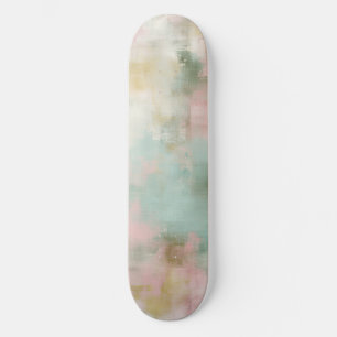 Skateboard Aquarelle Abstraite Teintée de Rose Pâle