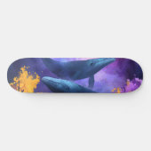 Skateboard Aquarelle Baleines Jardin Océan Abstrait (Horz)