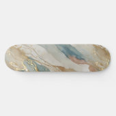 Skateboard Aquarelle beige et bleu Marbre Abstrait (Horz)