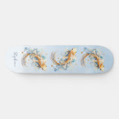 Skateboard Aquarelle bleu or Koi poisson personnalisé (Horz)