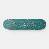 Skateboard Aquarelle bleu Turquoise élégant MONOGRAM (Horz)