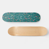 Skateboard Aquarelle bleu Turquoise élégant MONOGRAM (Horz)