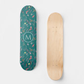 Skateboard Aquarelle bleu Turquoise élégant MONOGRAM (Recto)
