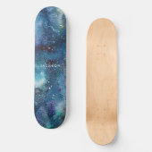 Skateboard Aquarelle bleue Galaxy Space Stars Nom (Recto)