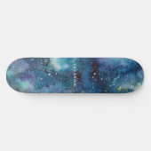 Skateboard Aquarelle bleue Galaxy Space Stars Nom (Horz)