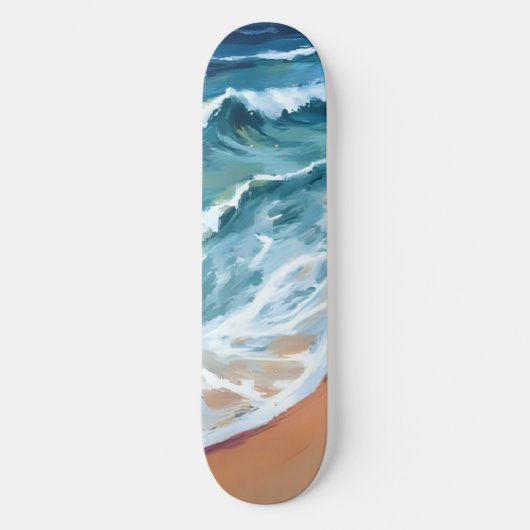 Skateboard Aquarelle Blue Ocean Waves (Recto)