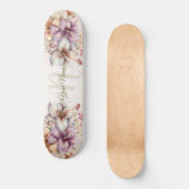 Skateboard Aquarelle Boho Rose Fleurs Élégante Et Élégante (Recto)