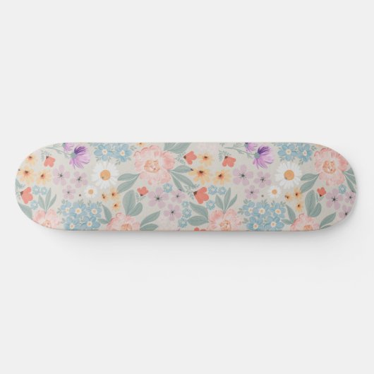 Skateboard Aquarelle Boho Rose Floral (Horz)