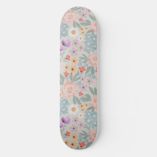 Skateboard Aquarelle Boho Rose Floral (Recto)