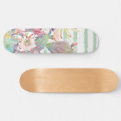 Skateboard Aquarelle Cactus Floral Stripes Design (Horz)