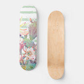 Skateboard Aquarelle Cactus Floral Stripes Design (Recto)