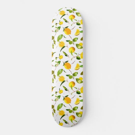 Skateboard Aquarelle Citron et Feuilles 16 (Recto)