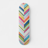Skateboard Aquarelle colorée Zig Zag Motif d'art en bande (Devant)