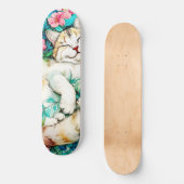 Skateboard Aquarelle de chat Fleur de prairie Bliss (Recto)