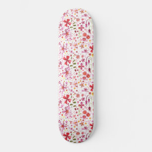 Skateboard Aquarelle de fleurs sauvages