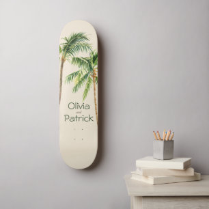 Skateboard Aquarelle de palmier Jungle tropicale