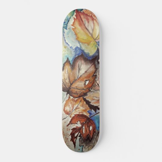 Skateboard Aquarelle - Feuilles d'automne - (Recto)
