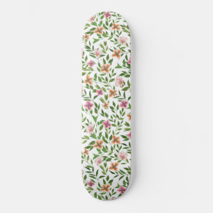 Skateboard Aquarelle Fleurs dans les vignes Escalade Feuilles