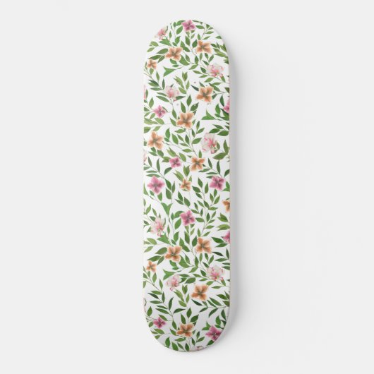 Skateboard Aquarelle Fleurs dans les vignes Escalade Feuilles (Recto)