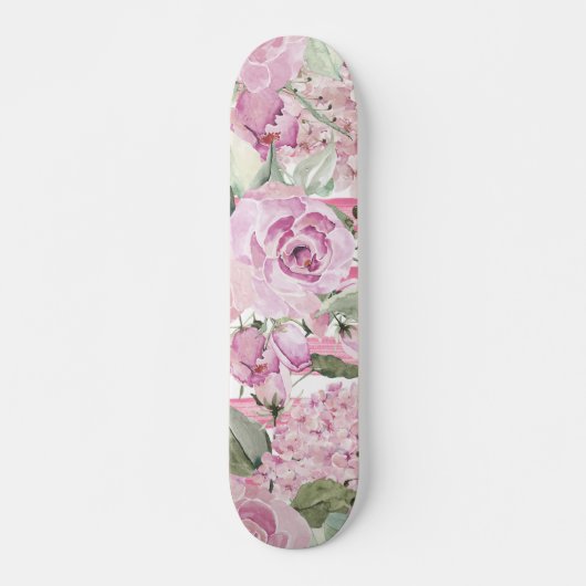 Skateboard Aquarelle géométrique pastel vert rose pâle (Devant)
