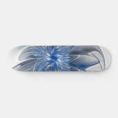 Skateboard Aquarelle gris bleu Abstrait Fractal Art Flower (Horz)