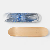 Skateboard Aquarelle gris bleu Abstrait Fractal Art Flower (Horz)