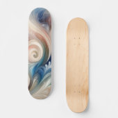 Skateboard Aquarelle Imaginaire Floral Pastel Bleu & Crème (Recto)