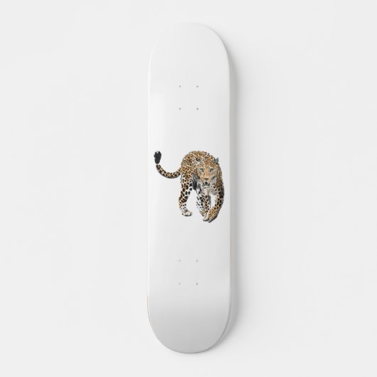 Skateboard aquarelle léopard jungle chat peint vert animal (Devant)