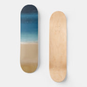 Skateboard Aquarelle moderne Gold Blue Beach (Recto)